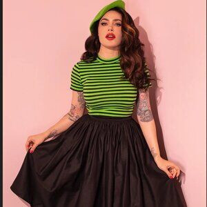 Vixen by Micheline Pitt Swing Skirt in Black Cotton Sateen - Size XL - EUC